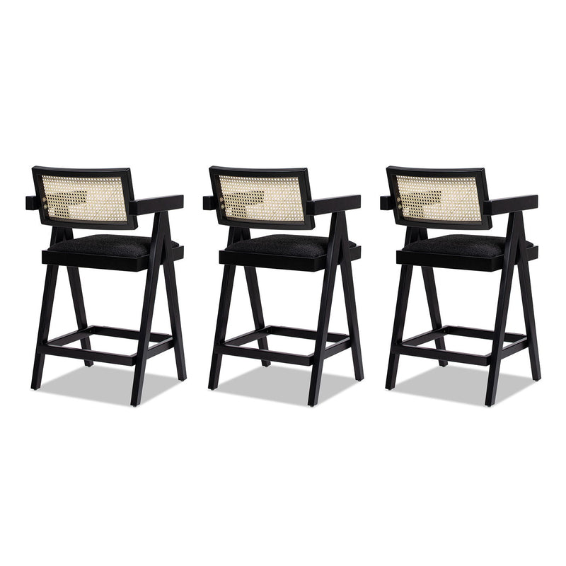Milan - Modern Webbing Back Stool With Arms (Set of 3) - R&R Furniture Gallery (Fountain Valley, CA)