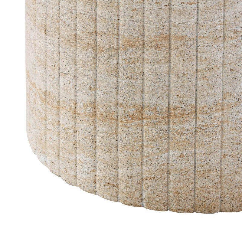 Blossom - Indoor / Outdoor Round Dining Table - Washed Travertine - R&R Furniture Gallery (Fountain Valley, CA)