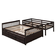 DreamHaus bunk bed with twin size trundle and built-in drawers, featuring sturdy frame and space-saving design for kids' bedroom.