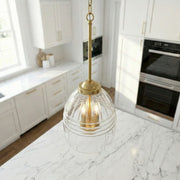 Ember - 3 Candle Lights Chain Pendant - Clear / Gold - R&R Furniture Gallery (Fountain Valley, CA)