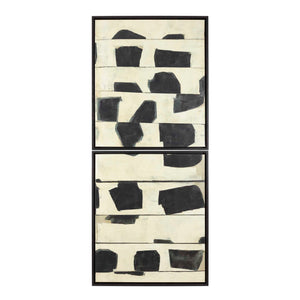 On The Line - Framed Canvases (Set of 2) - Black / Beige