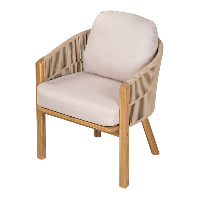 Grotta - Outdoor Dining Arm Chair (Set of 2) - Teak / Beige - R&R Furniture Gallery (Fountain Valley, CA)