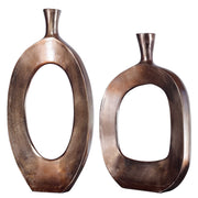 Set of two bronze Kyler textured vases by Uttermost, featuring sleek, modern design with a textured surface.