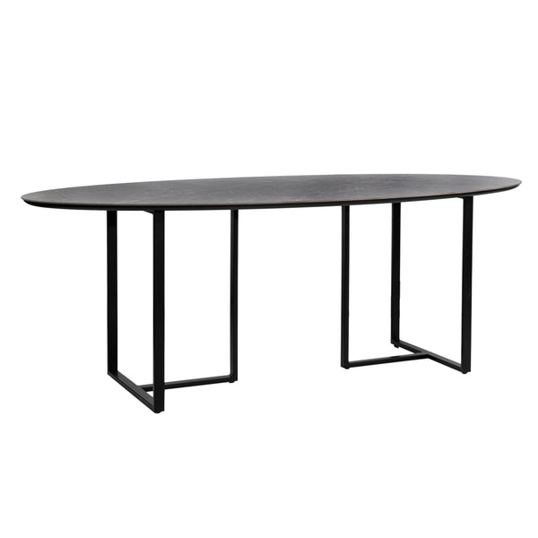 Alejo - Dining Table - Smoked Gray Emperador Gloss With Black