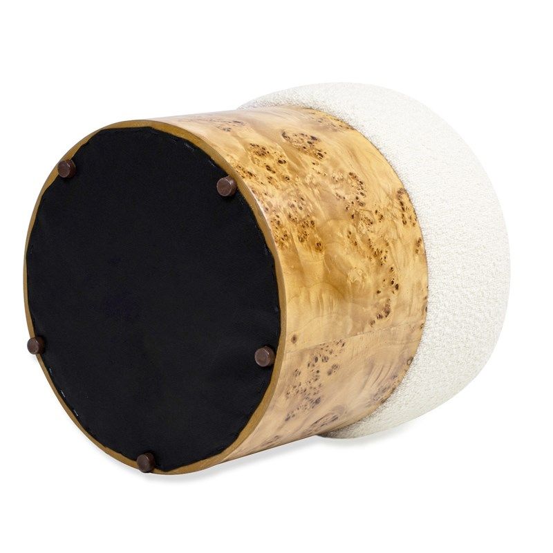 Nebula - Round Upholstered Ottoman - White - R&R Furniture Gallery (Fountain Valley, CA)