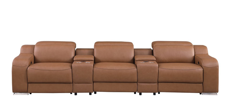 1116 - 5-Piece Modular Power Reclining Sofa In With 3 Power Recliners & Power Headrests