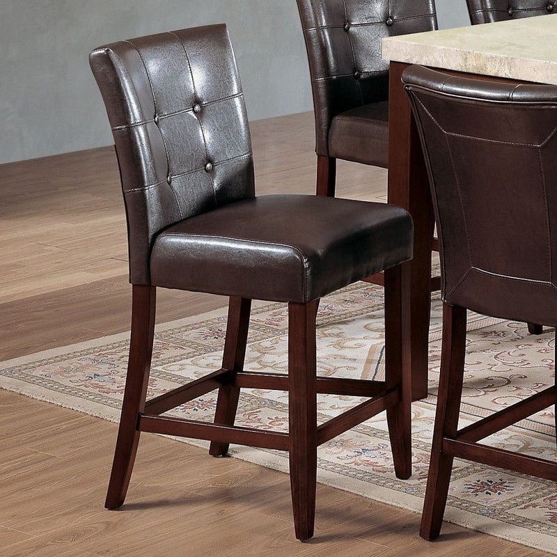 Britney - 20" Counter Height Chair (Set of 2) - Espresso Synthetic Leather & Walnut - R&R Furniture Gallery (Fountain Valley, CA)
