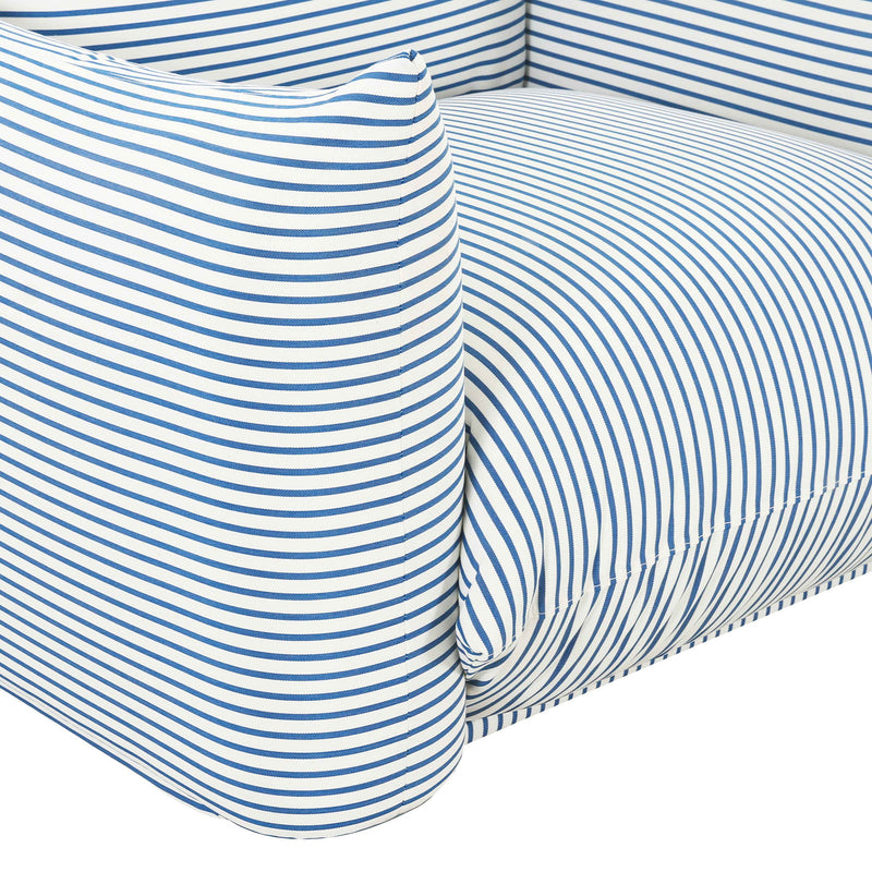 TOV Furniture Saint Tropez stuffed outdoor armchair with plush cushions and durable fabric, ideal for patio or garden seating.