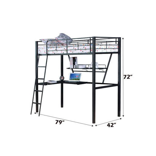 Senon - Twin Loft Bed With Desk - Silver & Black - R&R Furniture Gallery (Fountain Valley, CA)