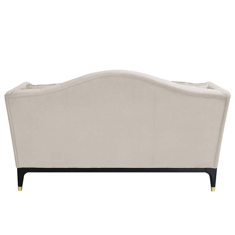 Tayden - Loveseat With 4 Pillows - Beige Velvet - R&R Furniture Gallery (Fountain Valley, CA)