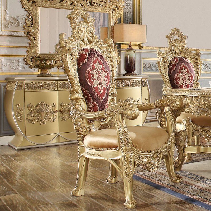 Bernadette - Arm Chair (Set of 2) - Pattern Fabric & Gold - R&R Furniture Gallery (Fountain Valley, CA)
