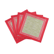 Set of four TOV Furniture Crissy bamboo cotton canvas printed pink napkins with floral design.