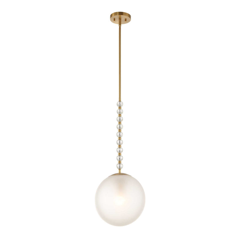 Ripple - 1 Light Frost Glass Pendant - Gold