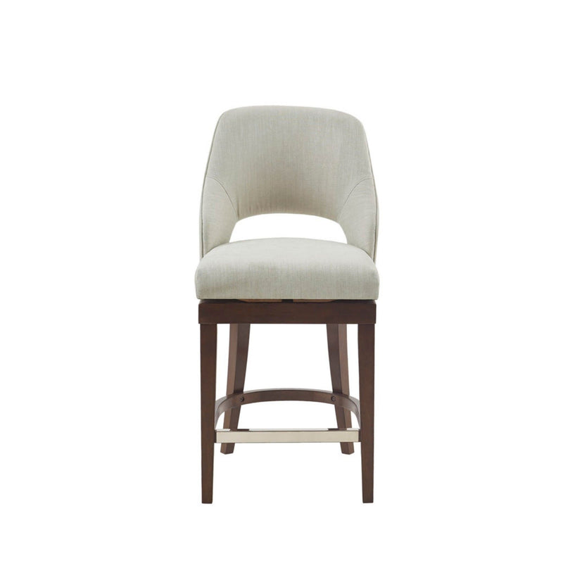 Counter Stool With Swivel Seat, Upholstery And Solid Wood Legs - Cream - R&R Furniture Gallery (Fountain Valley, CA)