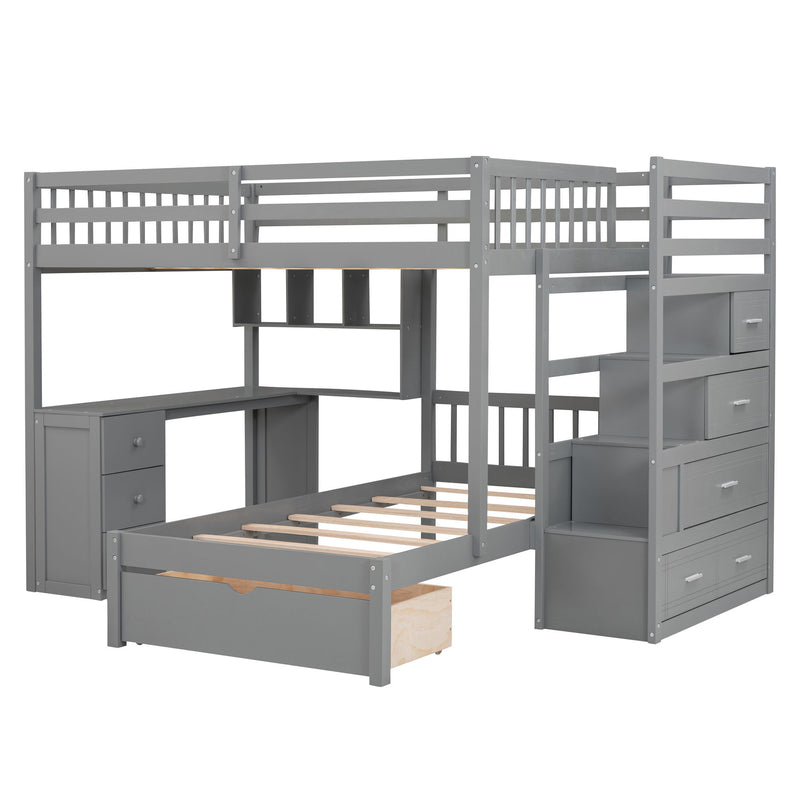 Bunk Bed With Desk, Drawers And Shelves - R&R Furniture Gallery (Fountain Valley, CA)