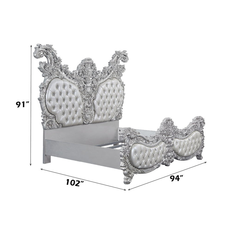 Valkyrie - Eastern King Bed - Synthetic Leather & Antique Platinum - R&R Furniture Gallery (Fountain Valley, CA)