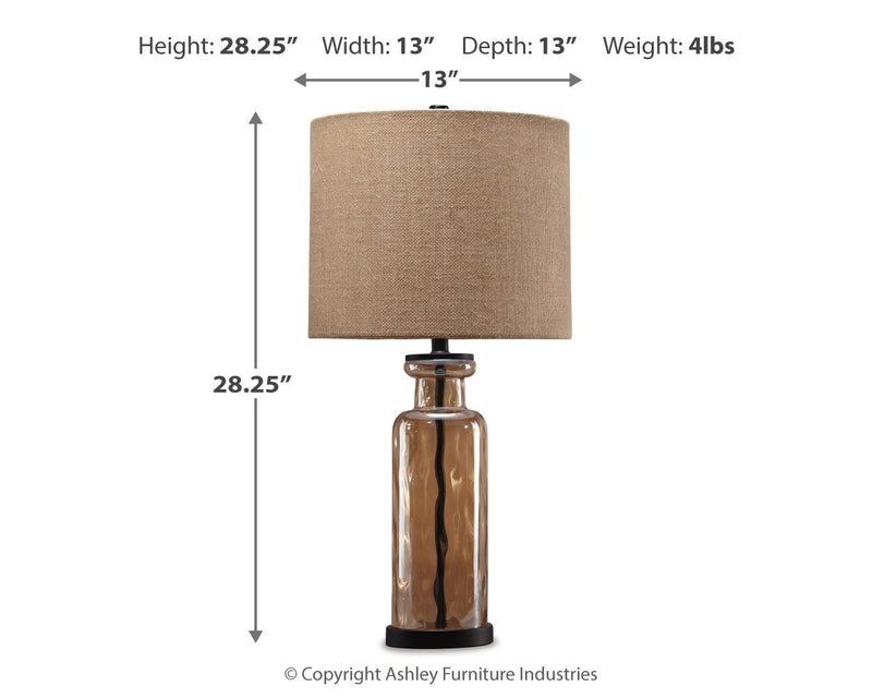 Laurentia - Glass Table Lamp  - Champagne - R&R Furniture Gallery (Fountain Valley, CA)
