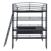 Loft Bed With 4 Layers Of Shelves And L-Shaped Desk, Stylish Metal Frame Bed With A Set Of Sockets, USB Ports And And Wireless Charging - R&R Furniture Gallery (Fountain Valley, CA)