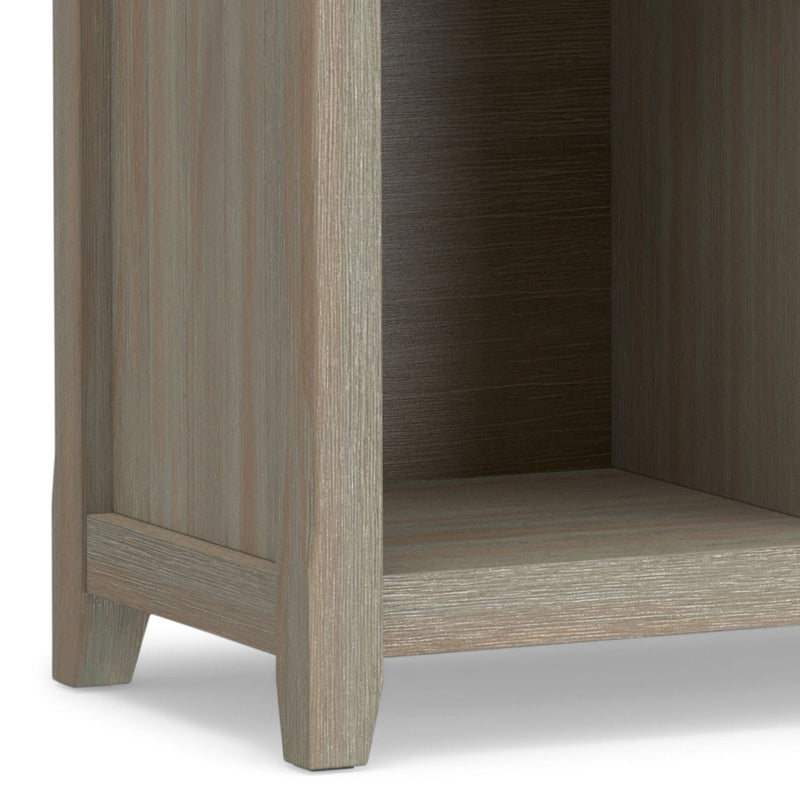 Handcrafted Acadian cube storage organizer by Simpli-Home with multiple open compartments for versatile storage.