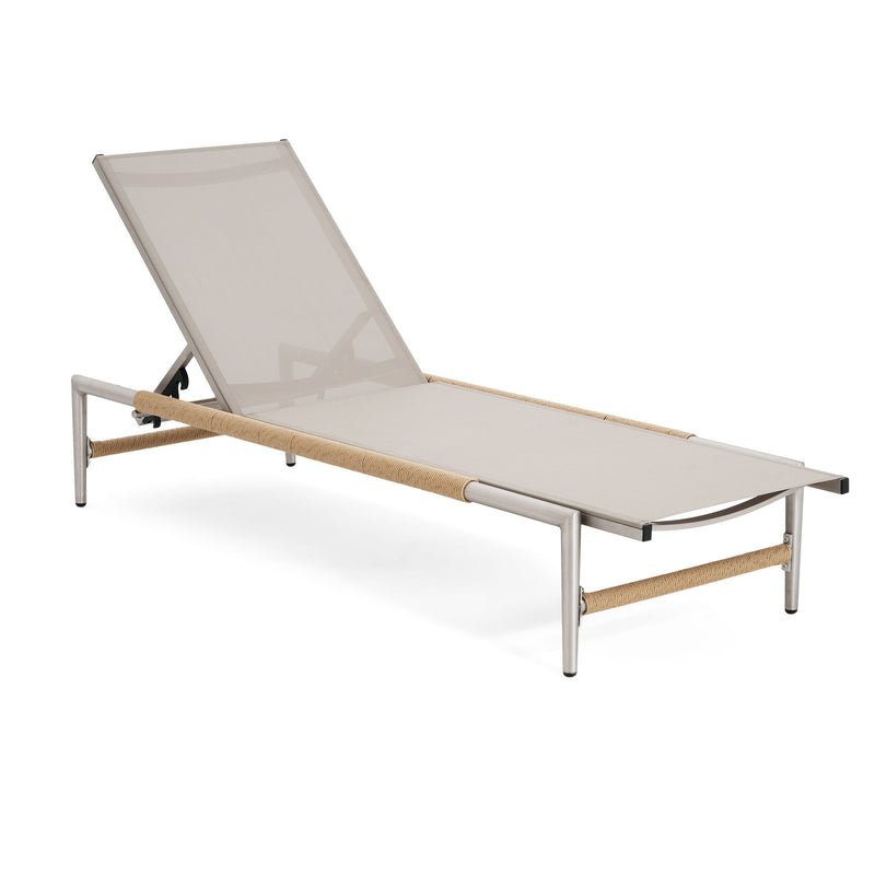 Hargrove - Outdoor Patio Aluminun Chaise Lounge, Outdoor Mesh Seat - Natural / Silver - R&R Furniture Gallery (Fountain Valley, CA)