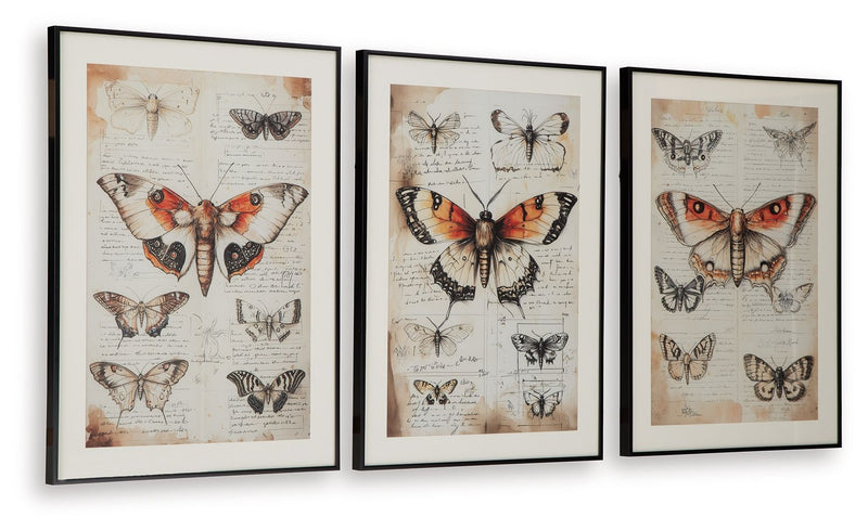 Jossletts - Wall Art Set (Set of 3) - Orange / Black / Ivory - R&R Furniture Gallery (Fountain Valley, CA)