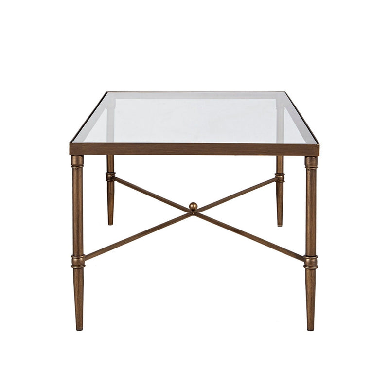 Metal Rectangle Coffee Table With Tempered Glass Top - Bronze - R&R Furniture Gallery (Fountain Valley, CA)