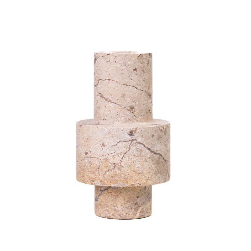 Natural Turned Candle Holder - Travertine - R&R Furniture Gallery (Fountain Valley, CA)