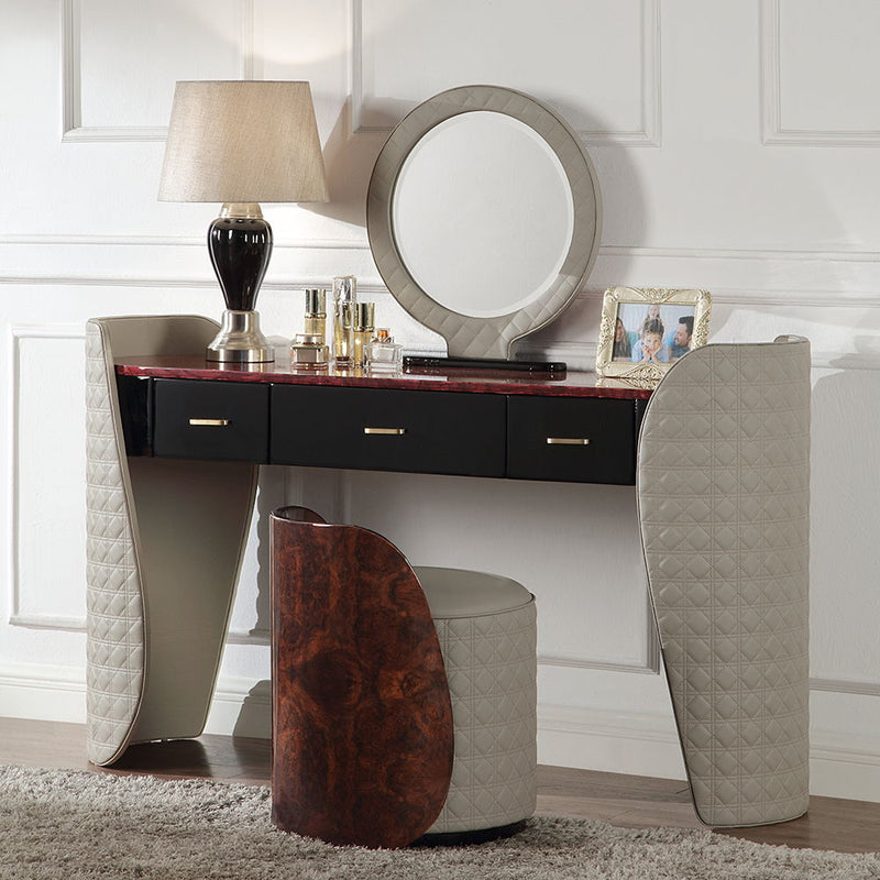 Jamonica - Vanity Stool - Gray & Dark Brown - R&R Furniture Gallery (Fountain Valley, CA)
