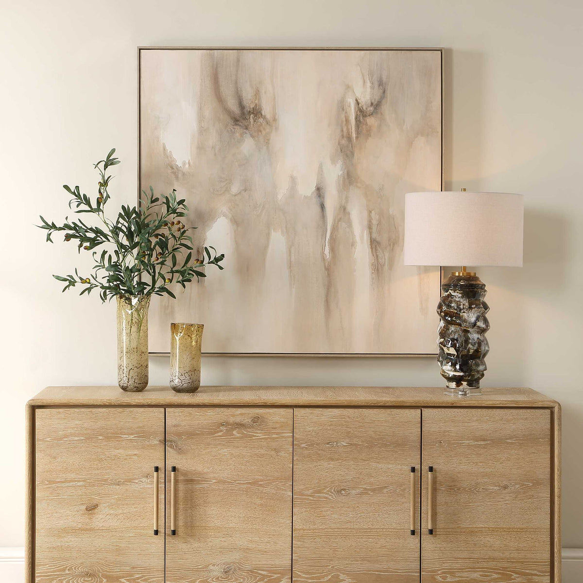 Embark - Hand Painted Abstract Canvas - Black / Brown / Gray / Woodtone