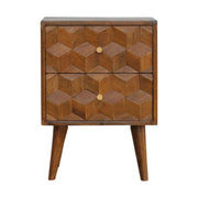 Cube Carved Bedside Table Nightstand - Chestnut - R&R Furniture Gallery (Fountain Valley, CA)