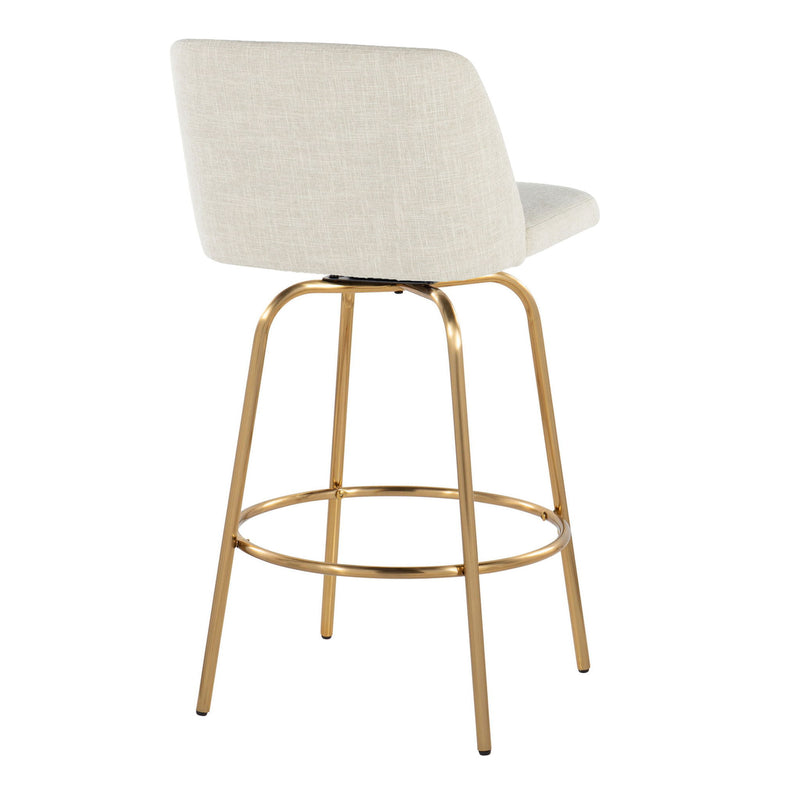 Toriano - Contemporary, Fixed Height Counter Stool With Swivel With Round Footrest (Set of 2) - R&R Furniture Gallery (Fountain Valley, CA)