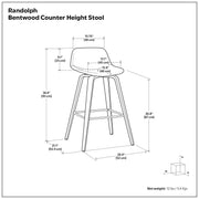 Set of two Randolph Bentwood counter and bar height stools by Simpli-Home, featuring wooden seats and sturdy metal frames.