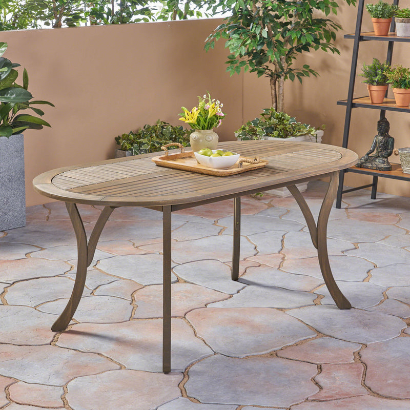 Outdoor Table With Smooth Lines, Slat Top - R&R Furniture Gallery (Fountain Valley, CA)
