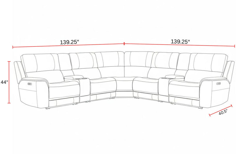 Parker Living Easton Power Reclining Sectional with adjustable headrests, featuring plush cushions and modern design.