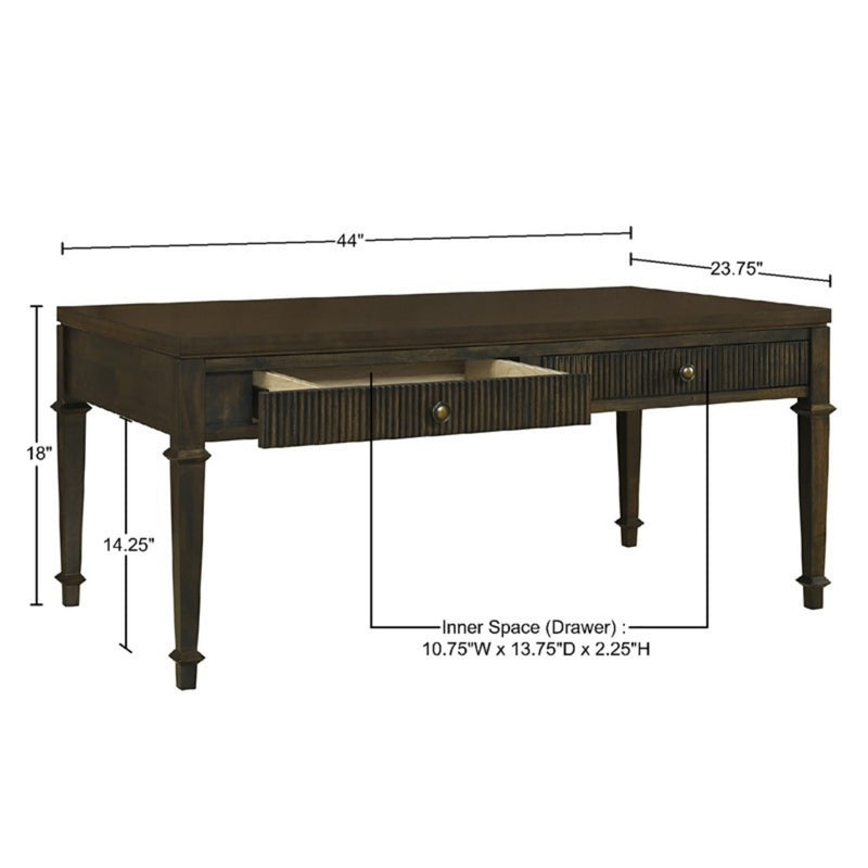 Fluted - 2 Drawer Coffee Table - Brown - R&R Furniture Gallery (Fountain Valley, CA)