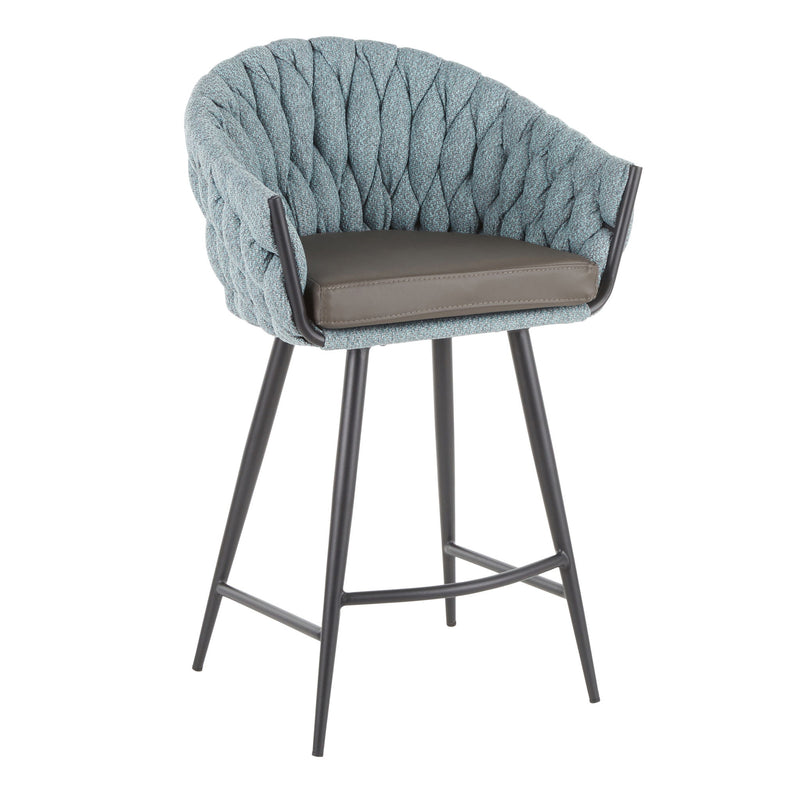 Lumi Source Matisse braided contemporary counter height chair with wooden legs and woven seat, 24-27 inches tall.