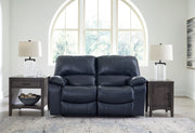 Leesworth - 3 Pc. - Power Reclining Sofa, Power Reclining Loveseat, Power Rocker Recliner - Ocean - R&R Furniture Gallery (Fountain Valley, CA)