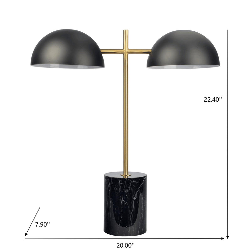 Nova - Hydro Table Lamp With On / Off Switch Double Lamp - Black / Gold / Marble - R&R Furniture Gallery (Fountain Valley, CA)