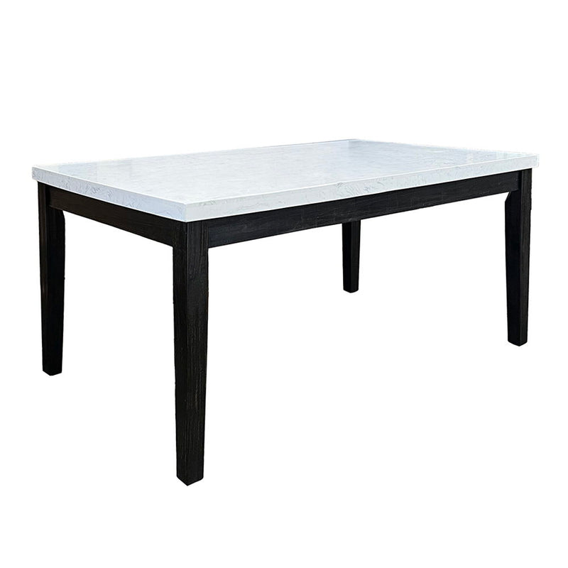 Nolan - Dining Table - White Natural Marble Top & Salvage Dark Oak - R&R Furniture Gallery (Fountain Valley, CA)