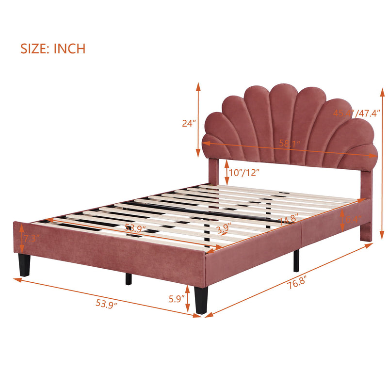 Upholstered Platform Bed With Flower Pattern Headboard - R&R Furniture Gallery (Fountain Valley, CA)