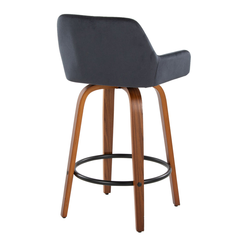 Lumi Source Daniella contemporary counter stool set with swivel, round footrest, fixed height, modern design, set of 2