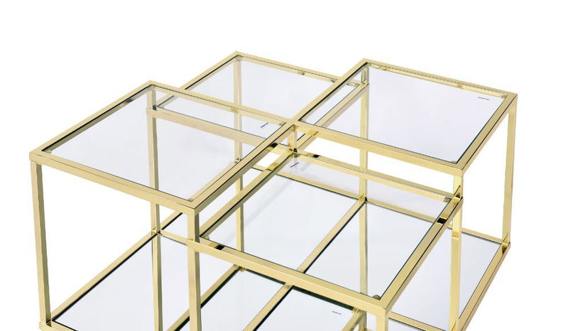 Uchenna - Coffee Table - Clear Glass & Gold - R&R Furniture Gallery (Fountain Valley, CA)