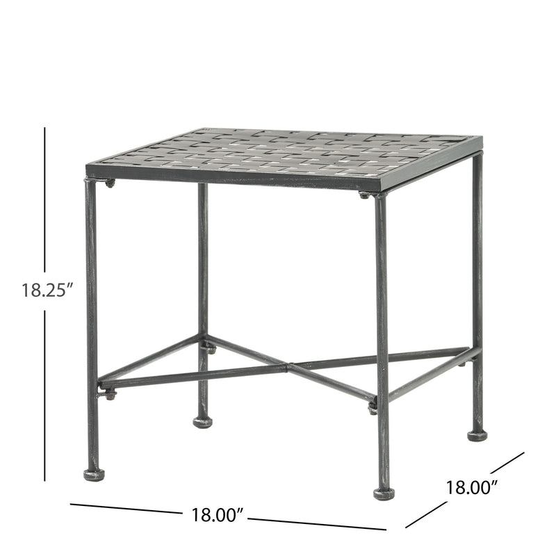 Outdoor Square Side Table With X Shaped Iron Frame - Black - R&R Furniture Gallery (Fountain Valley, CA)