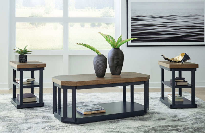 Landocken - Occasional Table Set (Set of 3) - Brown / Blue - R&R Furniture Gallery (Fountain Valley, CA)