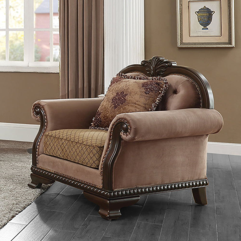 Chateau De Ville - Chair With Pillow (Same Lv01590) - Fabric & Espresso - R&R Furniture Gallery (Fountain Valley, CA)