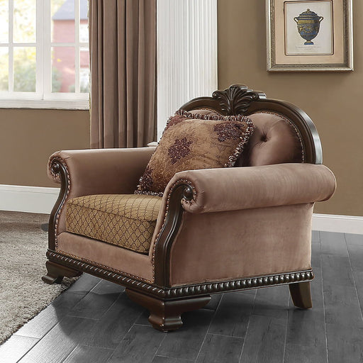 Chateau De Ville - Chair With Pillow (Same Lv01590) - Fabric & Espresso - R&R Furniture Gallery (Fountain Valley, CA)
