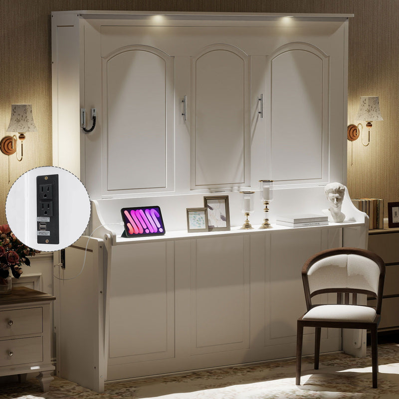 Murphy Bed With Desk, LED Lights & USB Charging Station - R&R Furniture Gallery (Fountain Valley, CA)