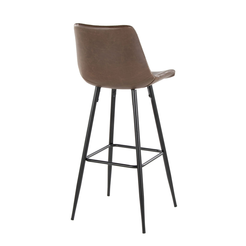 Lumi Source Durango industrial urban fixed height counter stool set with square footrests, black and espresso finish, two stools shown.