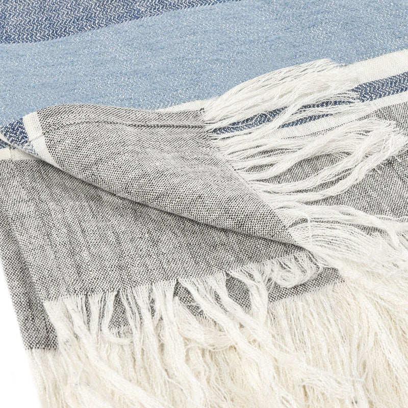Classic Home Lima throw blanket in Capri Blue and dark gray, soft textured fabric for cozy home decor.