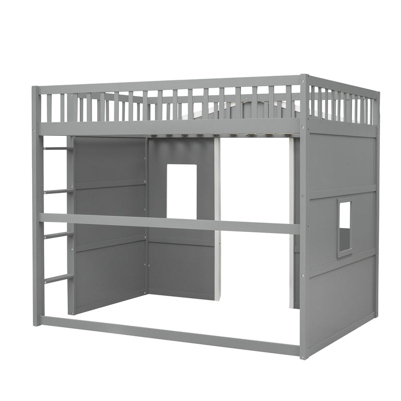 DreamHaus elegant house loft bed with ladder, featuring a cozy sleeping area and sturdy wooden construction, ideal for kids' bedrooms.